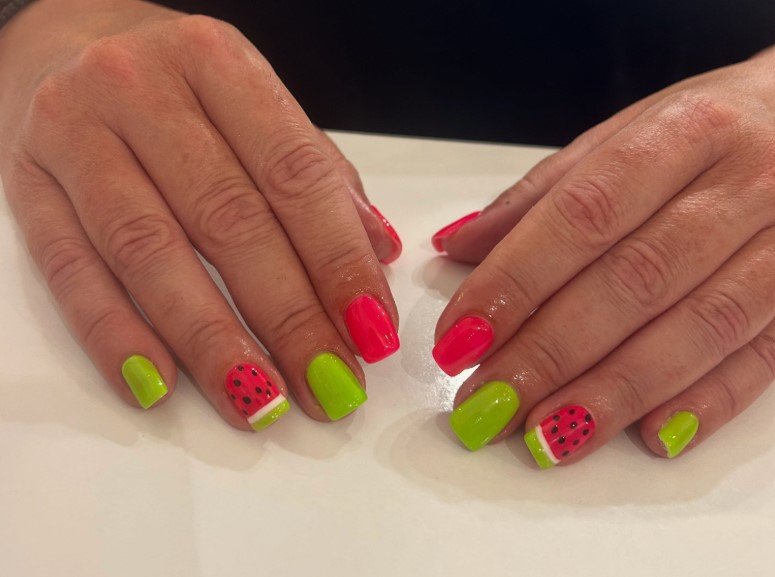 watermelon nail design