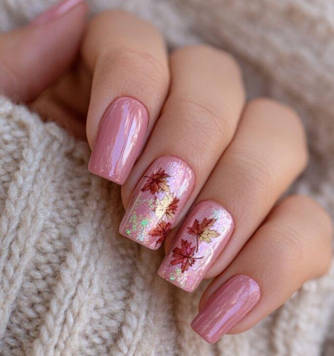 Autumn Pink Leaf Glow