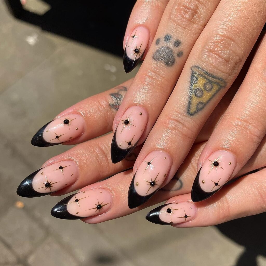 Black Stiletto Gold Starbursts