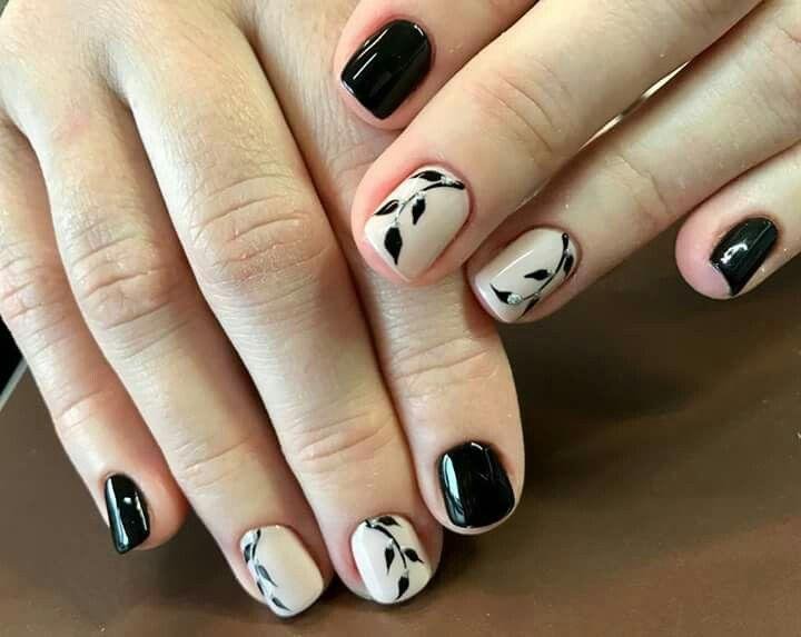 Botanical Contrast October Nails
