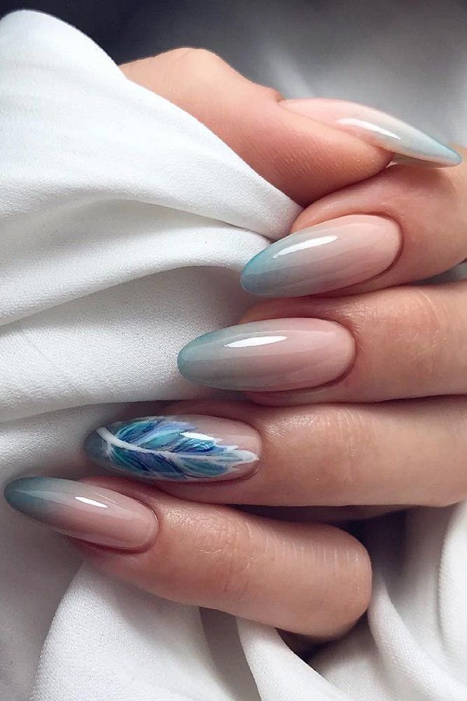 Frosted Blue Feather Elegance