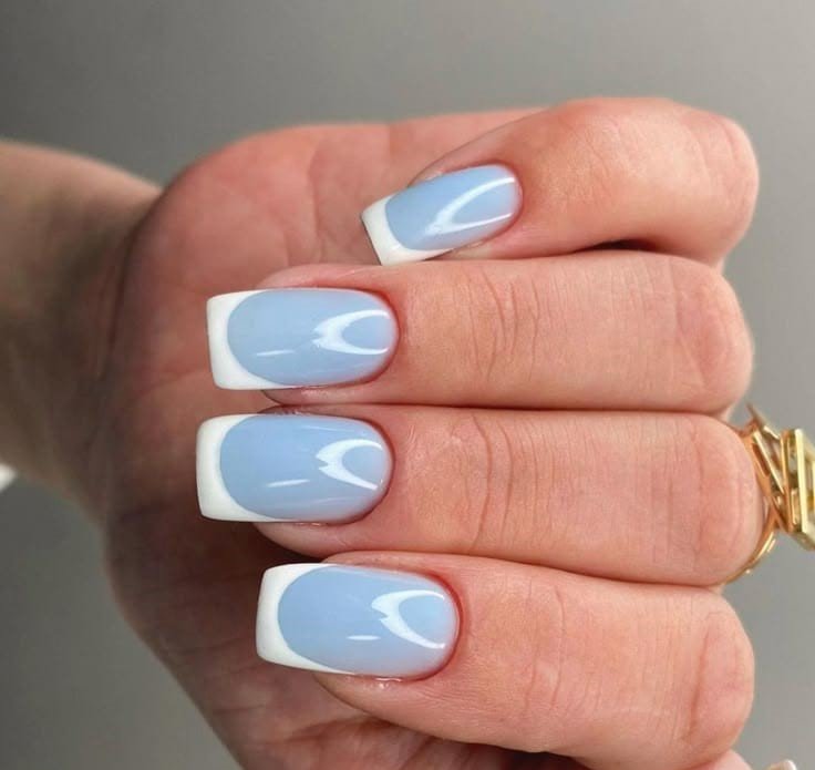 Frosted Blue French Tips