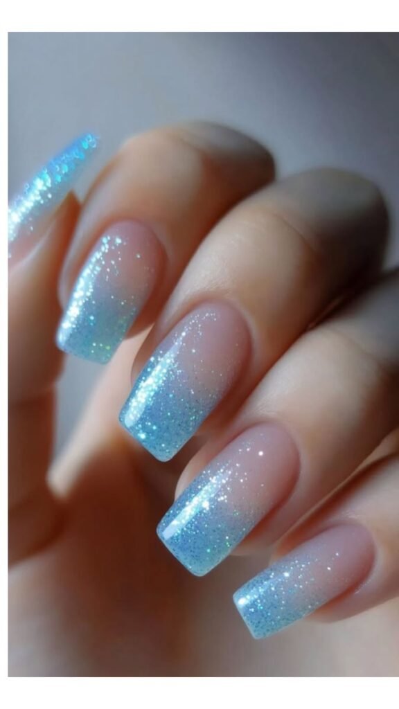 Icy Blue Glitter Fade