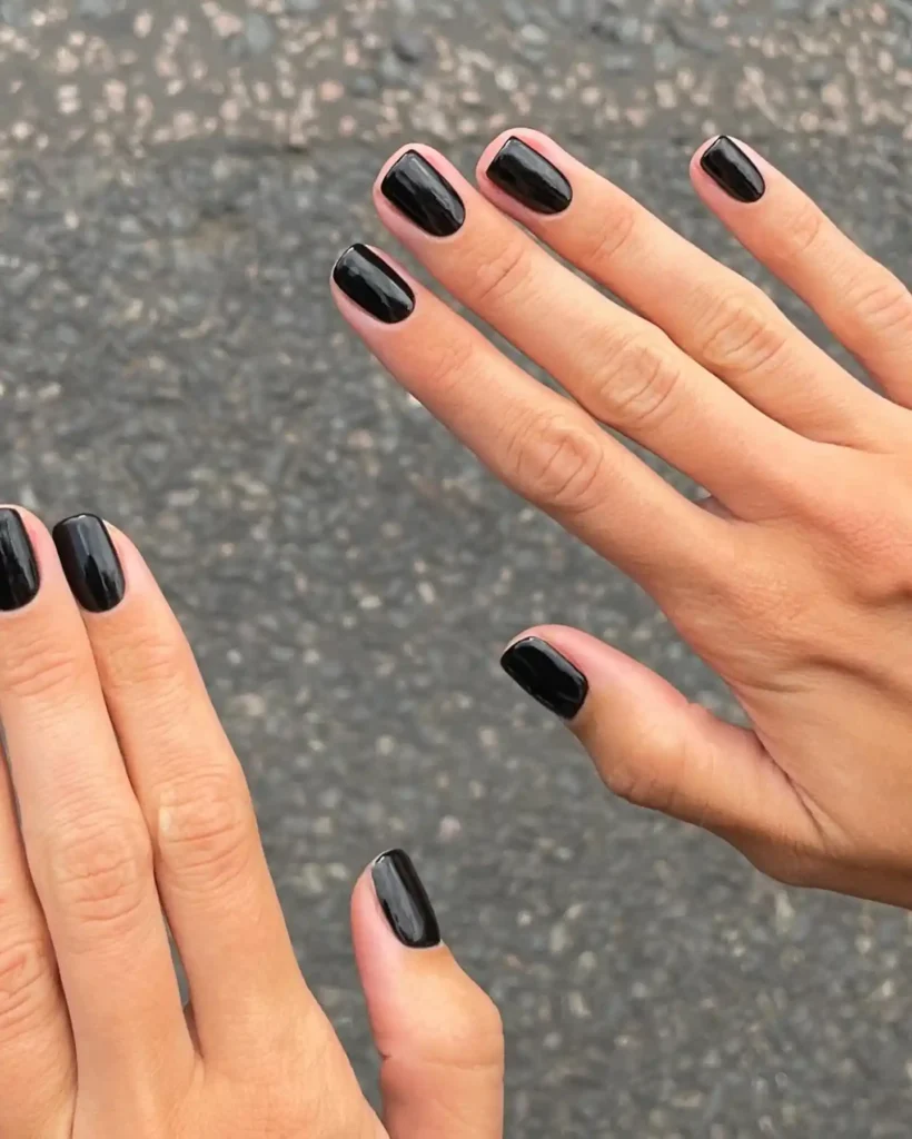 Jet Black Short Square Nails
