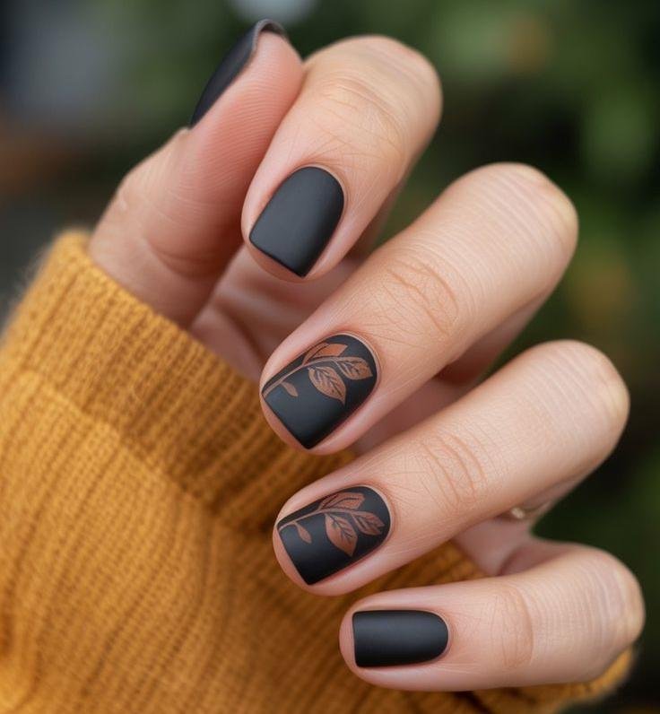 Matte Shadow Leaf October Nails