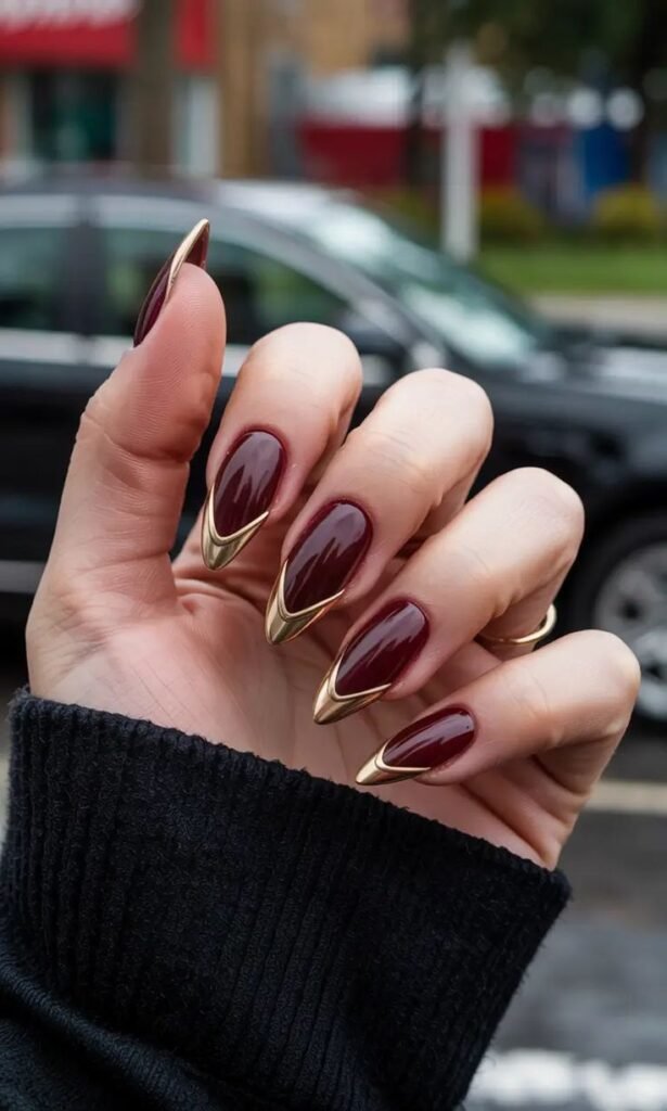 Sharp Burgundy Chrome Tips