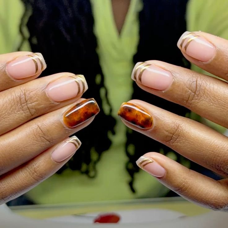 Tortoiseshell Glam French Tips