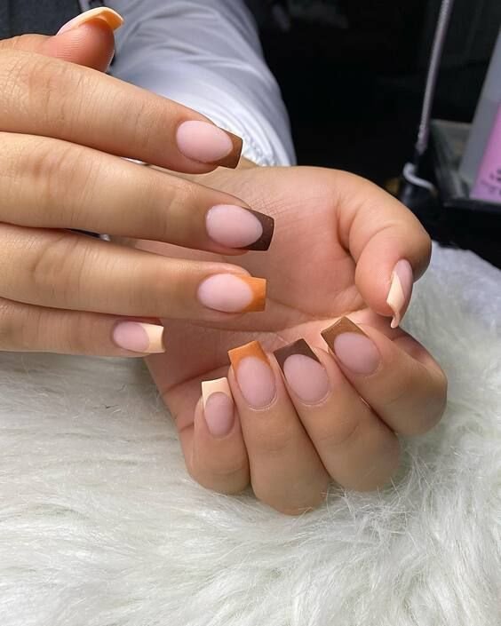 Warm Mocha Mix French Tips