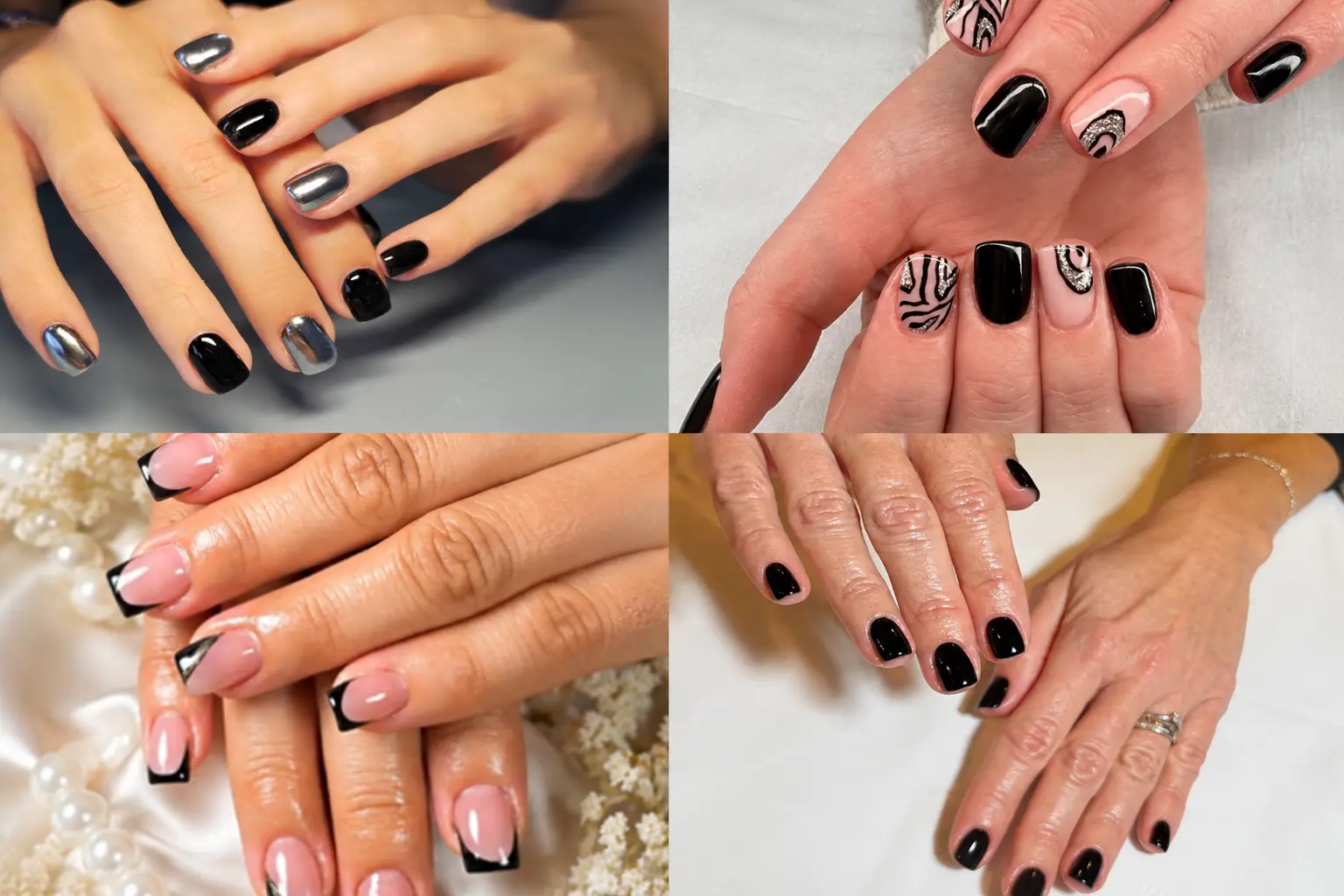 black nails design ideas short