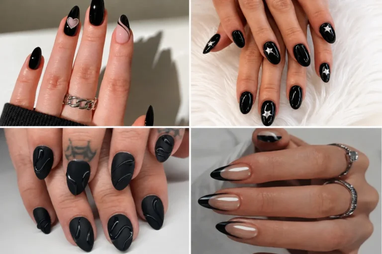 black nails design ideas simpe