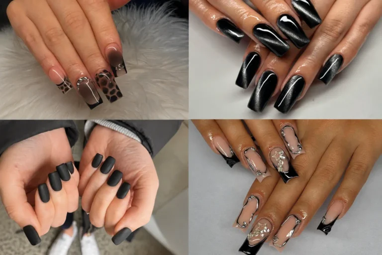 black nails design ideas square