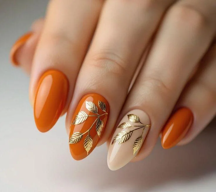 Fall Burnt Orange Golden Leaf Elegance