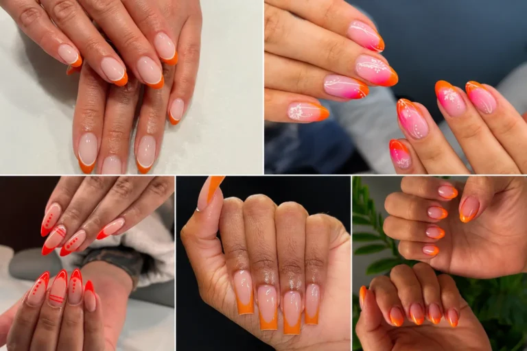 burnt orange french tip nails