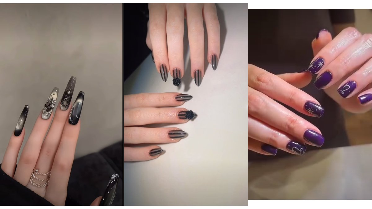 dark feminine nails