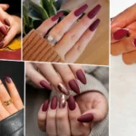 matte burgundy fall nails