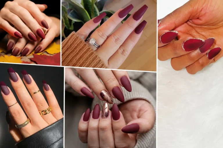 matte burgundy fall nails