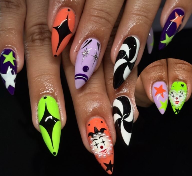 Funky dark Halloween nails
