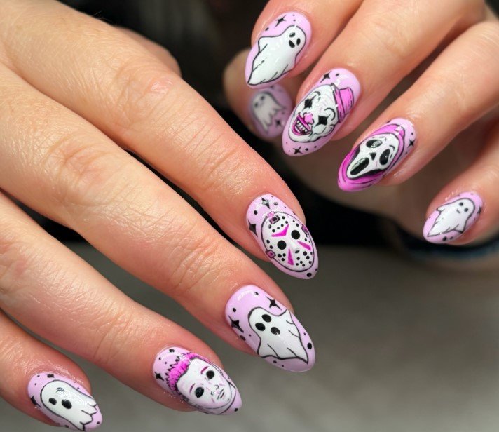 pink halloween nail